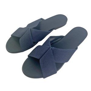 Worn 2x JENNI KAYNE Cotton Crossover Sandals Strappy Sz. 41 EU 11 US Navy ITALY